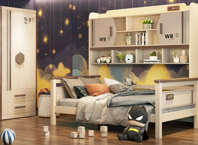Kinderzimmer 2-tlg Set Hochbett Kleiderschrank Hochglanz Jugendzimmer Möbel Neu